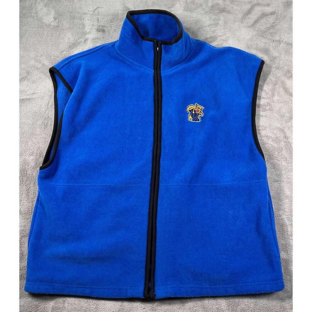 Kentucky Wildcats Fleece Vest Mens Large Blue Pro Edge Full Zip UK KY VINTAGE